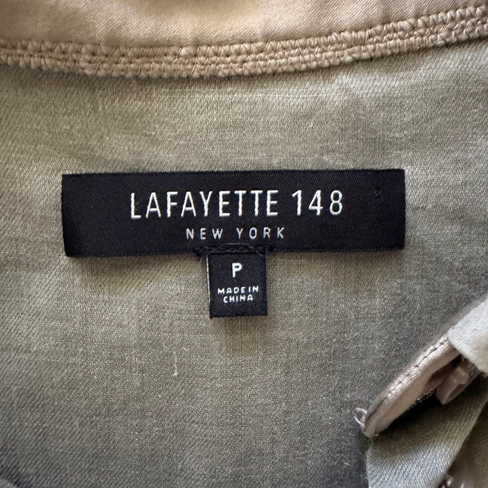Lafayette 148 New York‎ Sage Green Grey Button Down Tunic Shirt Womens Petite P - Picture 12 of 13